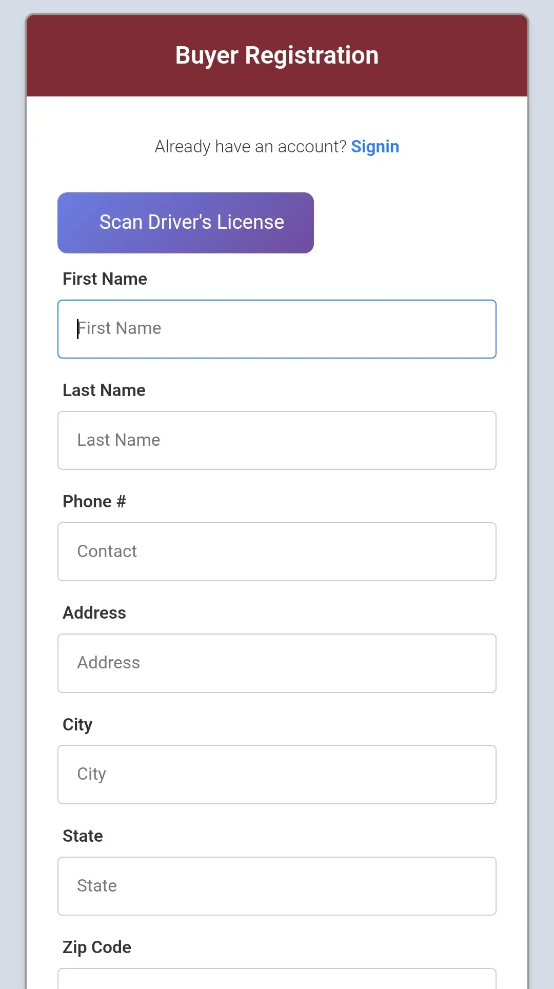 Buyer Registration